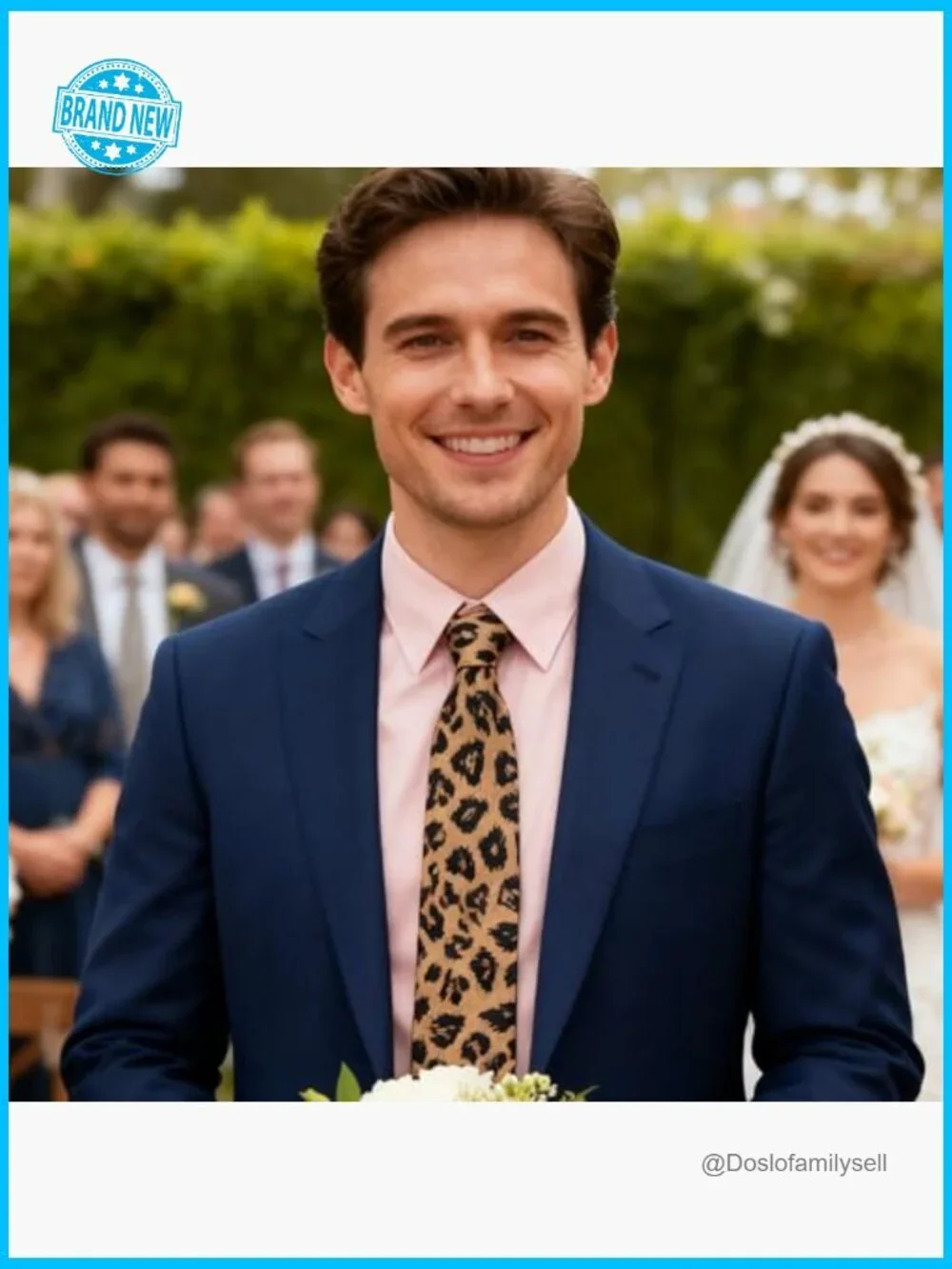 Classic Leopard Print Skinny Tie Formal Wedding Party Elegant Menswear